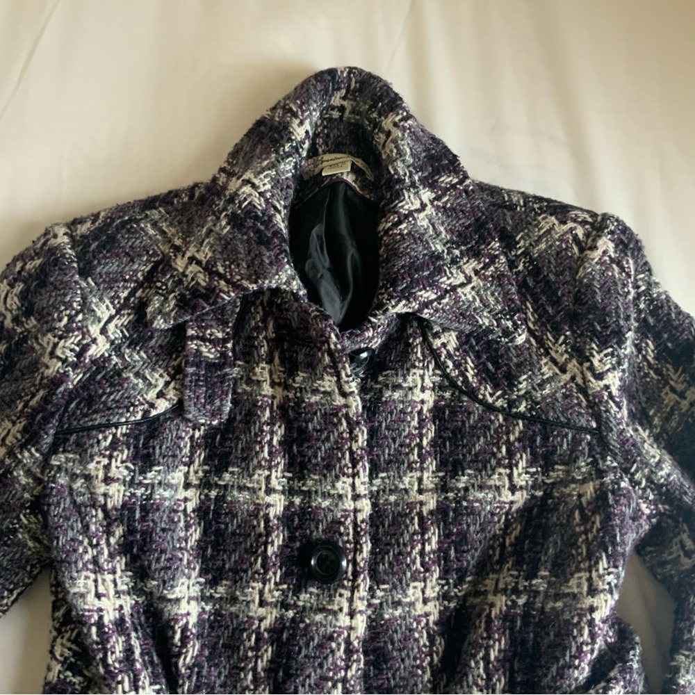 American Rag Women’s Creme/Black/Purple Winter Coat - Picture 6 of 8